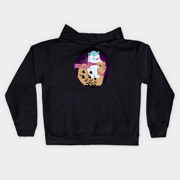 Monster llama Kids Hoodie by Mjdaluz